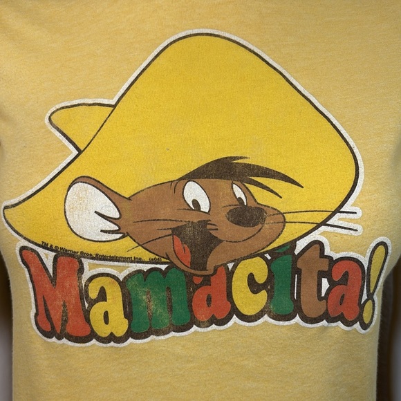Junk Food “Mamacita” Speedy Gonzalez Yellow Y2K Ringer Tee, Sz L - Picture 6 of 12